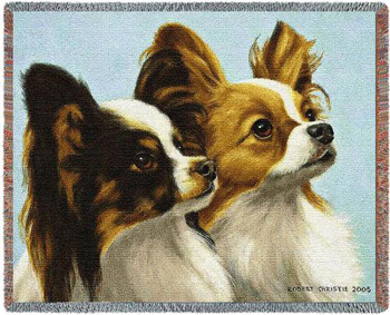 This elegant and colorful Papillon Throw by Bob Christie makes a perfect Papillon gift!